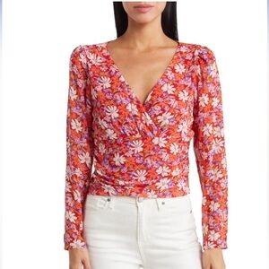 NWOT Lush Floral Print Long Sleeve Blouse